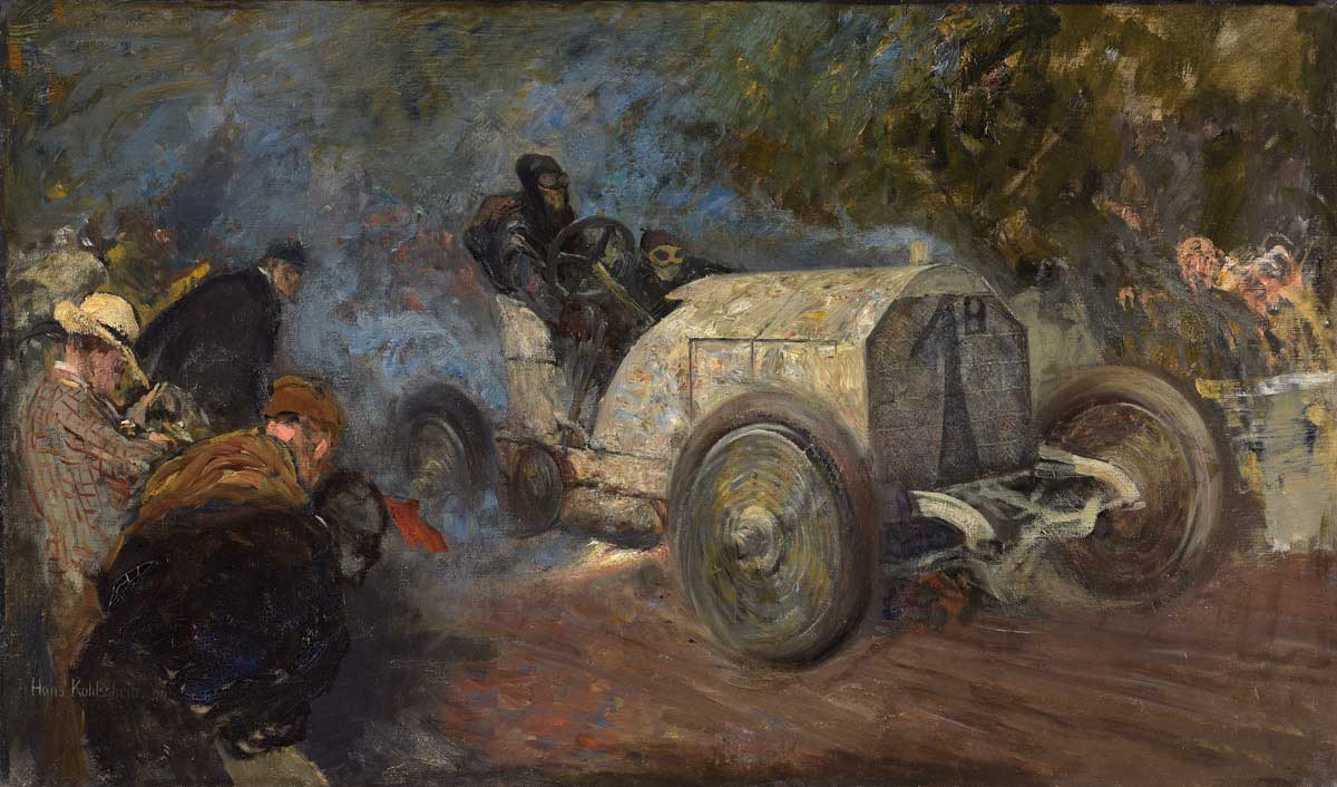 Hans Kohlschein . Der Gordon-Bennett-Cup durch den Taunus . 1904 . Öl /Leinwand . 56 x 96 cm