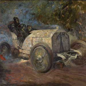 Hans Kohlschein . Der Gordon-Bennett-Cup durch den Taunus . 1904 . Öl /Leinwand . 56 x 96 cm