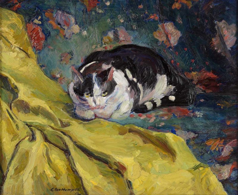 Ludwig ten Hompel . Katze . 1912 . Öl /Leinwand . 59 x 72 cm