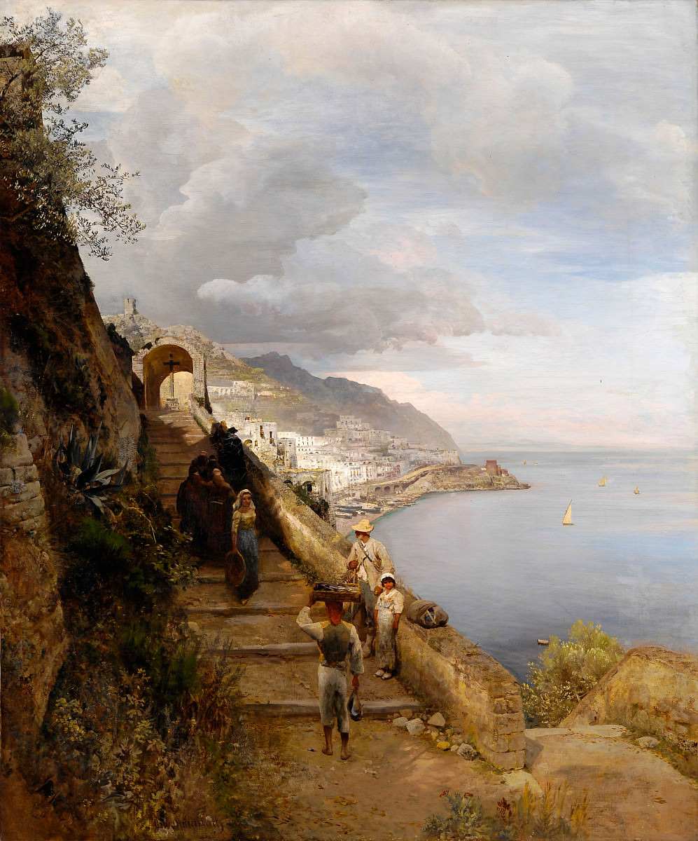 Oswald Achenbach. Aufgang nach San Francesco mit Blick auf Amalfi