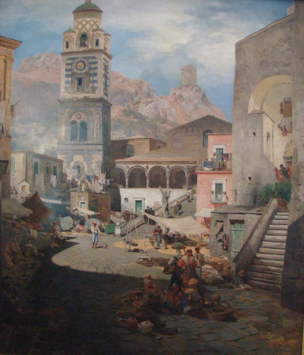 Oswald Achenbach. Marktplatz von Amalfi