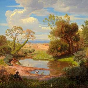 Andreas Achenbach . Römische Landschaft . 1846 . Öl /Leinwand . 26 x 32 cm