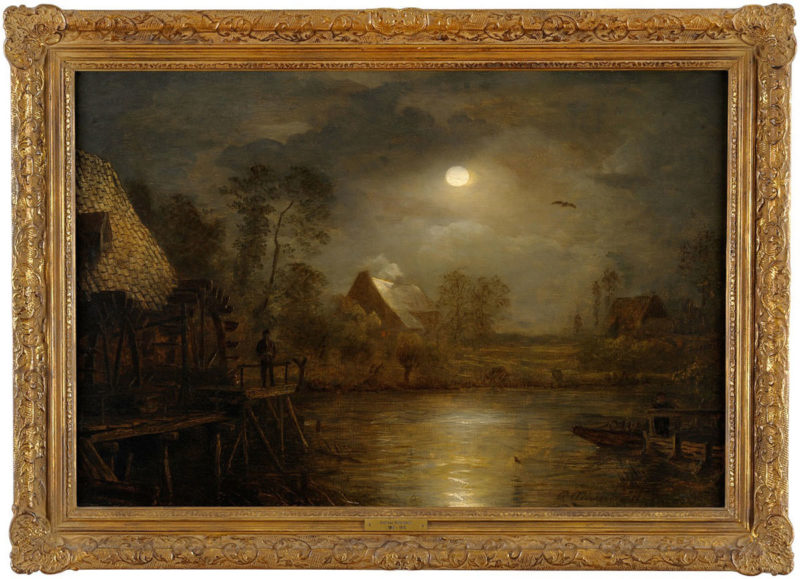 Andreas Achenbach . Wassermühle im Mondschein . 1879 . Öl /Leinwand . 44 x 65 cm