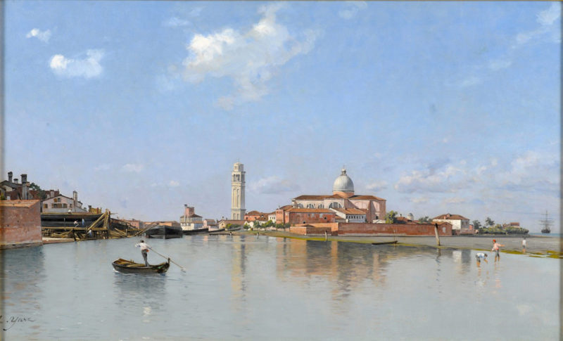 Edmond Yarz . Blick auf Santa Maria Formosa/Venedig . Öl /Leinwand . 56 x 92 cm