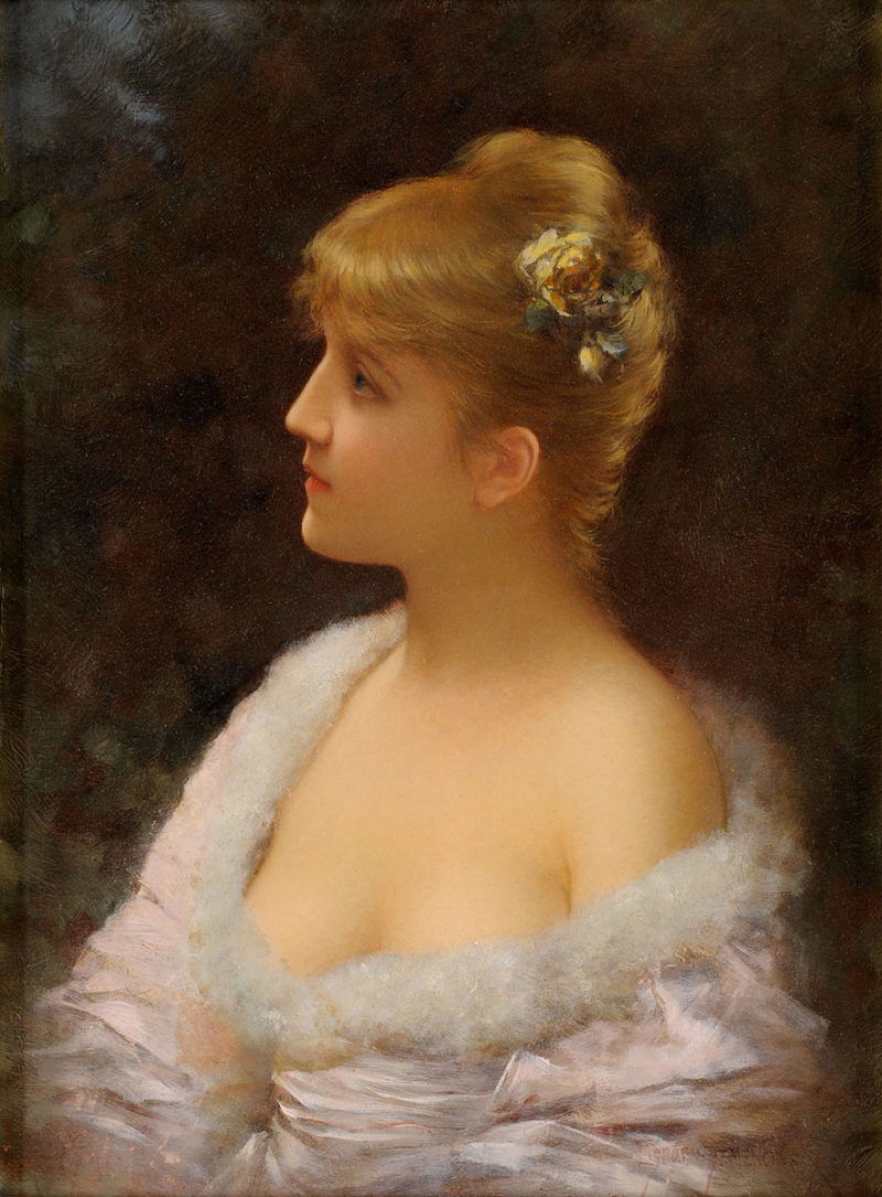 Emilie Eismann-Semenowski . Junge Schönheit . 1887 . Öl /Holz . 35 x 26 cm