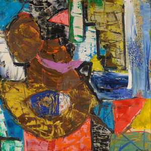 Friedrich Schiemann . Abstrakte Komposition . 1963 . Öl /Leinwand . 100 x 120 cm