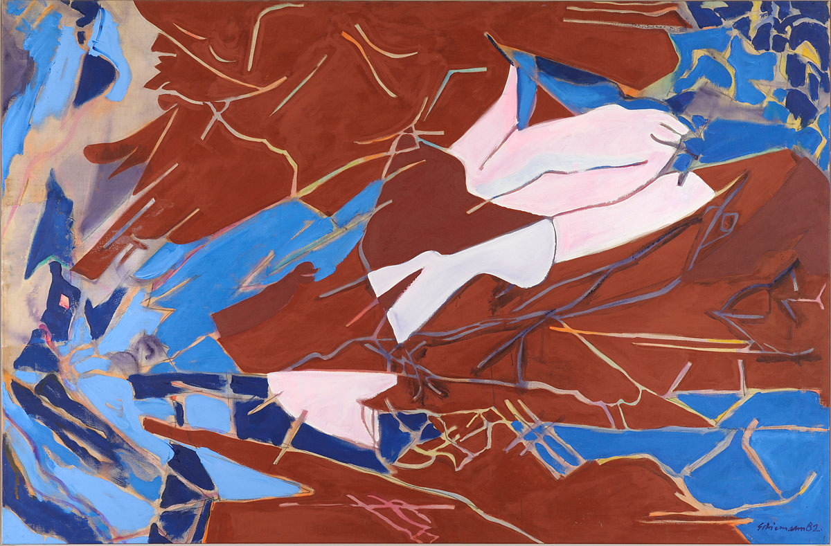 Friedrich Schiemann . Abstrakte Komposition . Öl /Leinwand . 150 x 99 cm