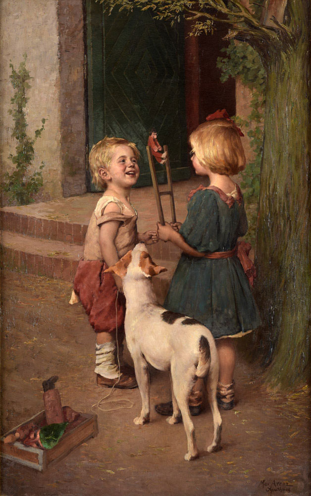 Max Arenz . Das Neue Spielzeug . 1908 . Öl /Leinwand . 110 x 70 cm