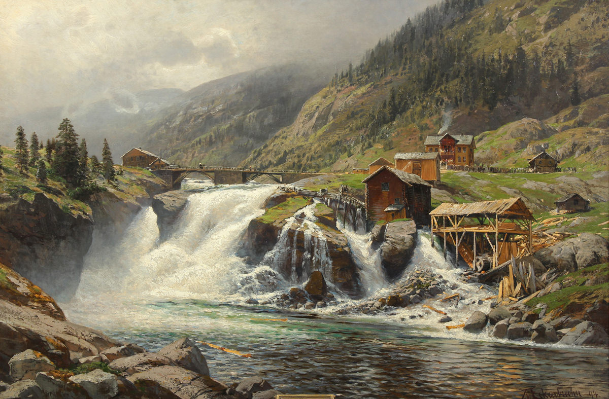 Themistokles von Eckenbrecher . Fjordlandschaft in Norwegen . 1894 . Öl /Leinwand . 77 x 104 cm