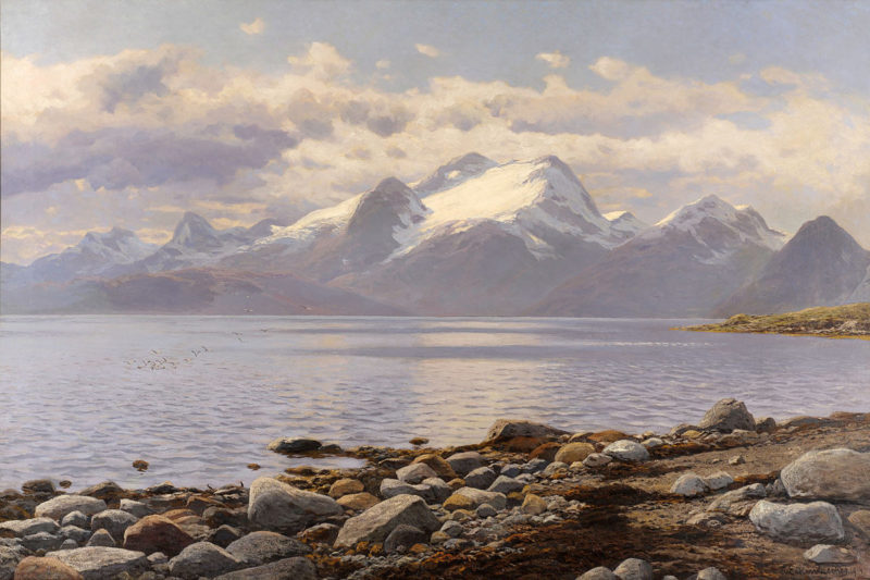 Themistokles von Eckenbrecher . Fjordlandschaft in Norwegen . 1914 . Öl /Leinwand . 102 x 150 cm