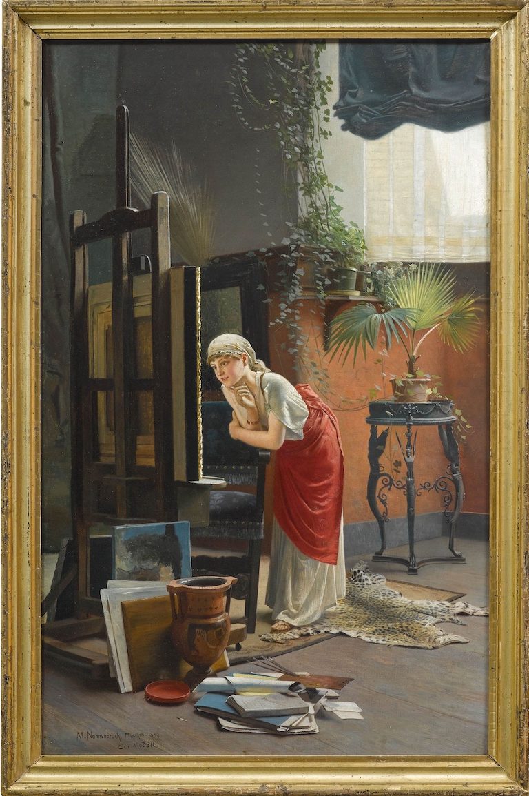 Max Nonnenbruch. Ein Modell im Atelier. 1889. Öl / Leinwand. 71,4 x 44,3cm