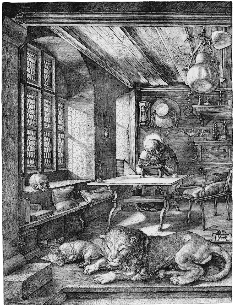 Albrecht Dürer. Der heilige Hieronymus im Gehäus. 1514. Kupferstich