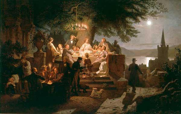 Christian Eduard Boettcher. Sommernacht am Rhein. 1862. Öl / Leinwand