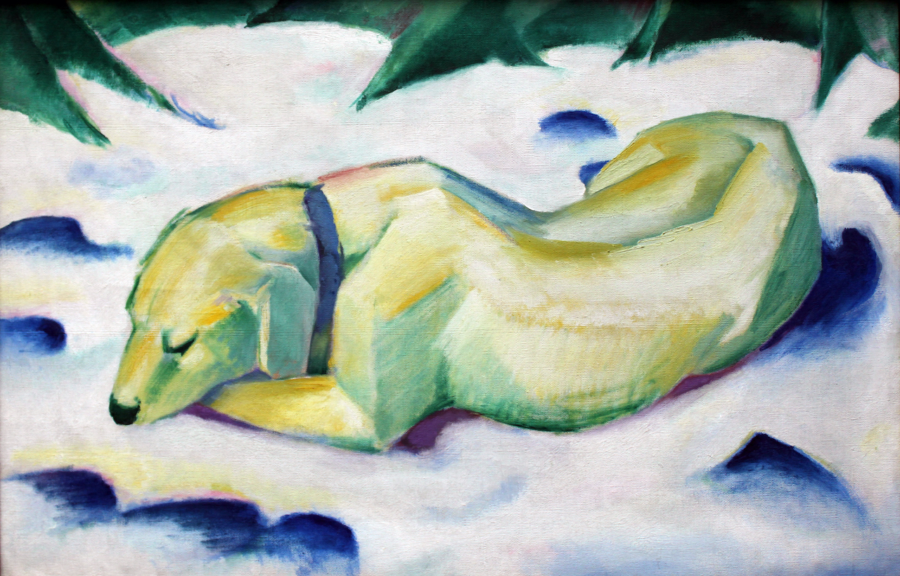 Franz Marc. Liegender Hund im Schnee. 1911. Öl / Leinwand