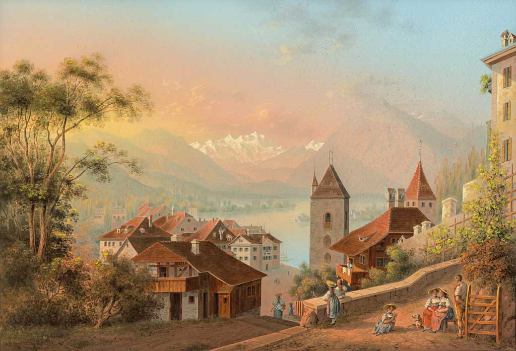 Johann Ludwig Bleuler. Aue de Thoune vers le Niesen. vor 1850