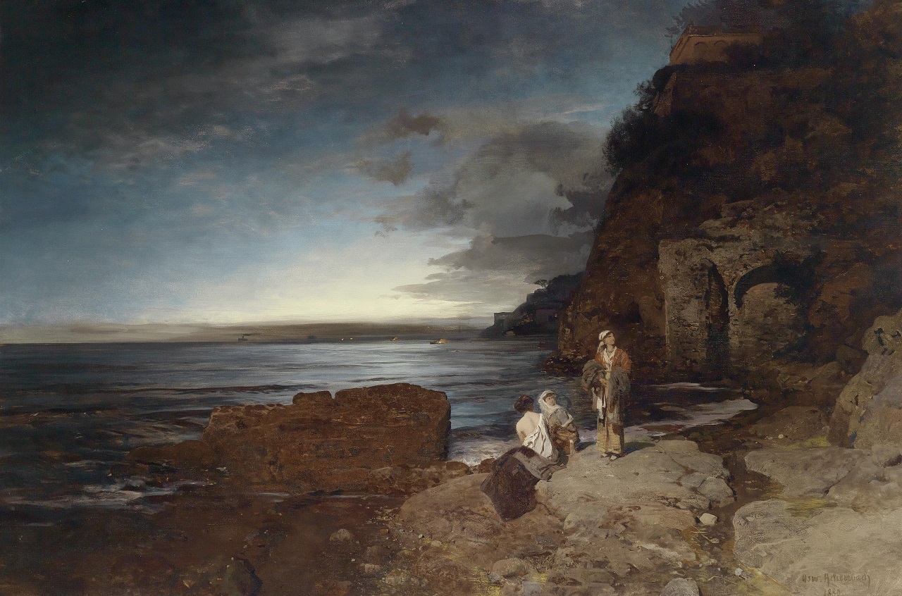 Oswald Achenbach. Abend an der Küste. 1880. Öl / Leinwand. 100 x 150cm