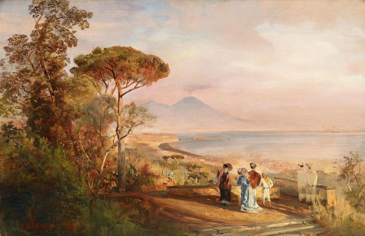 Oswald Achenbach. Golf von Neapel. 1877. ÖL / Leinwand. 40 x 62cm