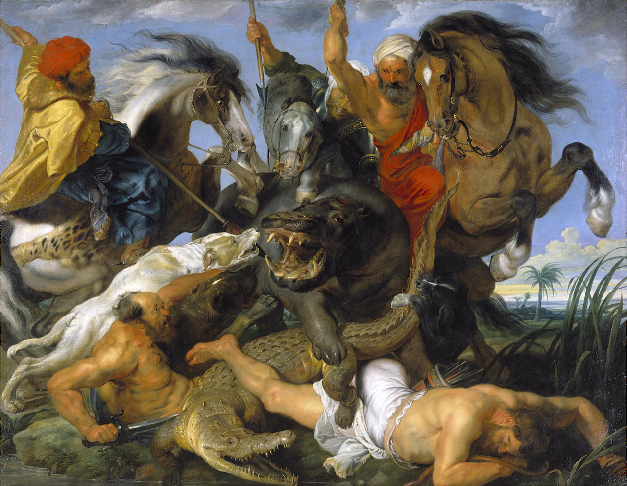 Peter Paul Rubens. Jagd auf Krokodil und Nilpferd. 1616. Öl / Leinwand