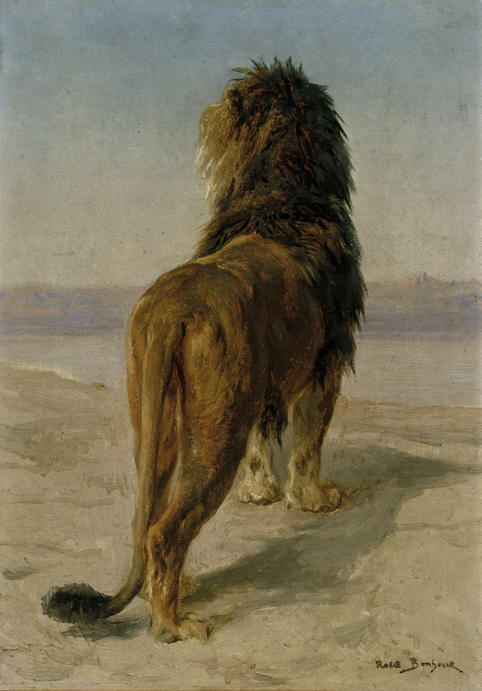 Rosa Bonheur. Löwe, Ausschau haltend. vor 1899. Öl / Leinwand. 43 x 30,5cm