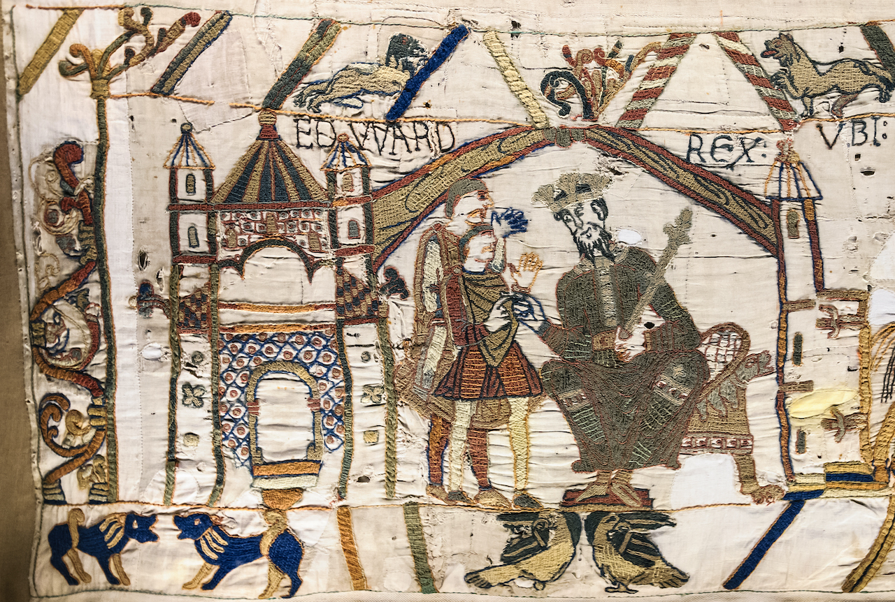 Teppich von Bayeux. um 1070. Stickerei auf Leinen