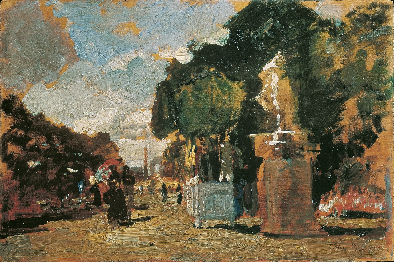 Tina Blau. Aus den Tuilerien, ein sonniger Tag. 1883. Öl / Holz.
