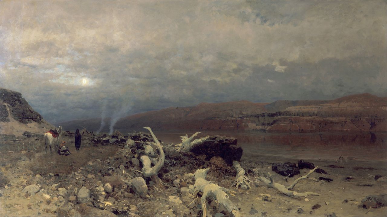 Eugen Bracht. Abenddämmerung am Toten Meer. 1881. Öl / Leinwand. 111 x 199cm
