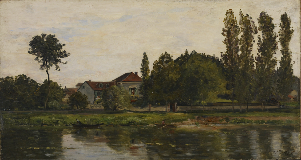 Hippolyte Camille Delpy. Das Haus des Herr Lucas. 1890. Öl / Holz. 28,5 x 53cm