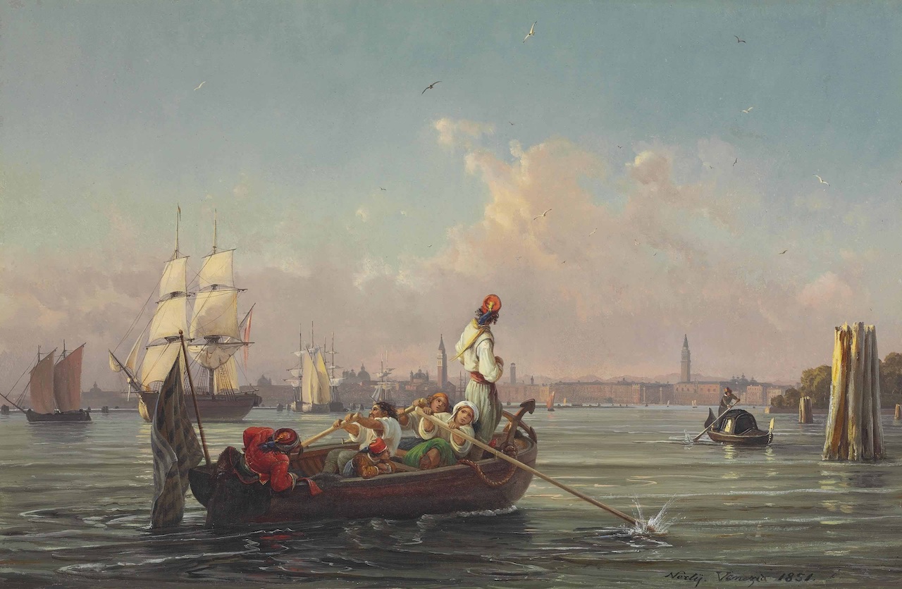 Friedrich Nerly. In der Lagune von Venedig. 1851. Öl/Leinwand. 37 x 57cm