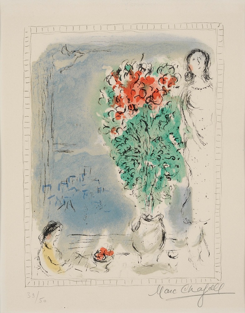 Marc Chagall. Paul de Vence Original-Farblithographie. 37 x 29cm