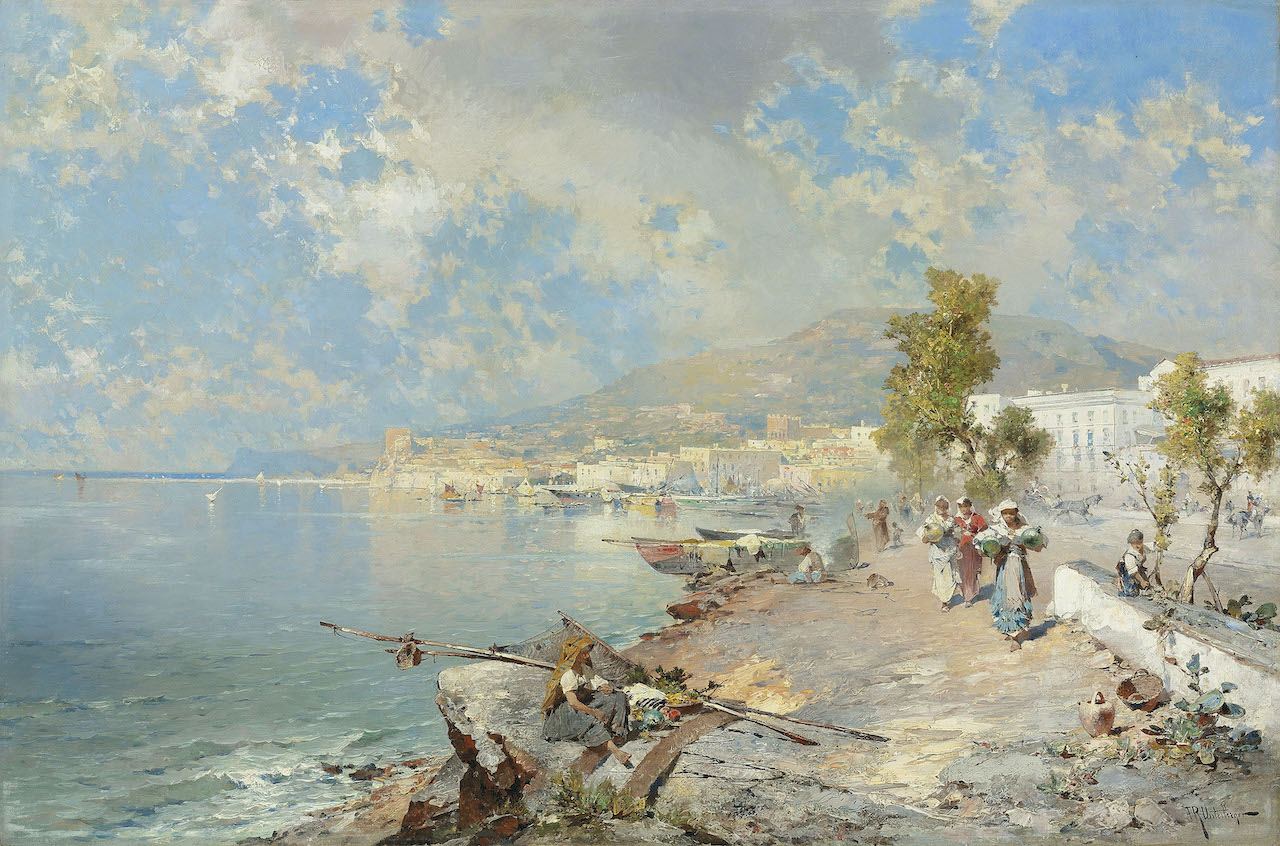 Franz Richard Unterberger. Blick auf den Golf von Neapel. 1893. Öl / Leinwand. 81 x 122cm