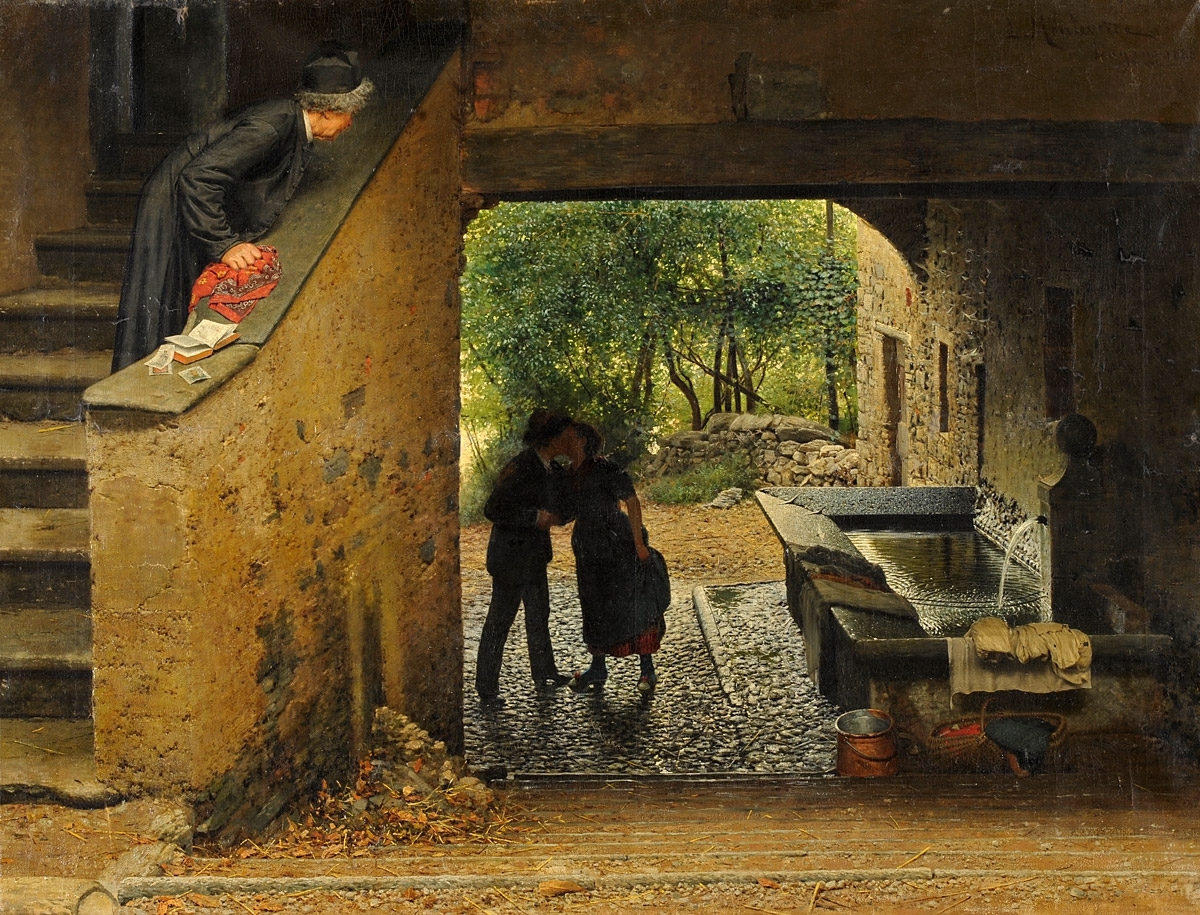 Luigi Monteverde. Ertappt. 1888. Öl / Leinwand. 80 x 106cm