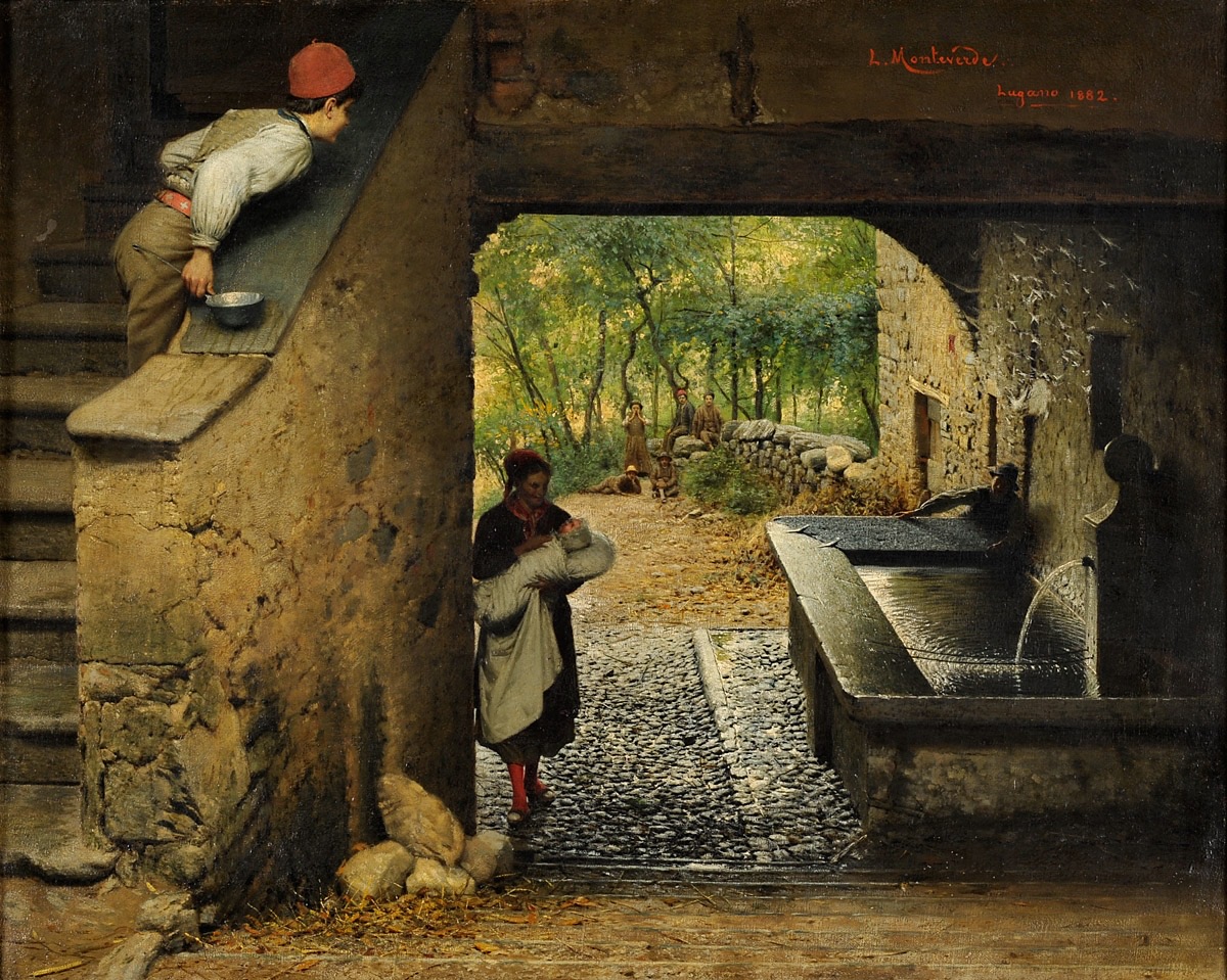 Luigi Monteverde. Il Neonato. 1882. Öl / Leinwand. 56 x 70cm
