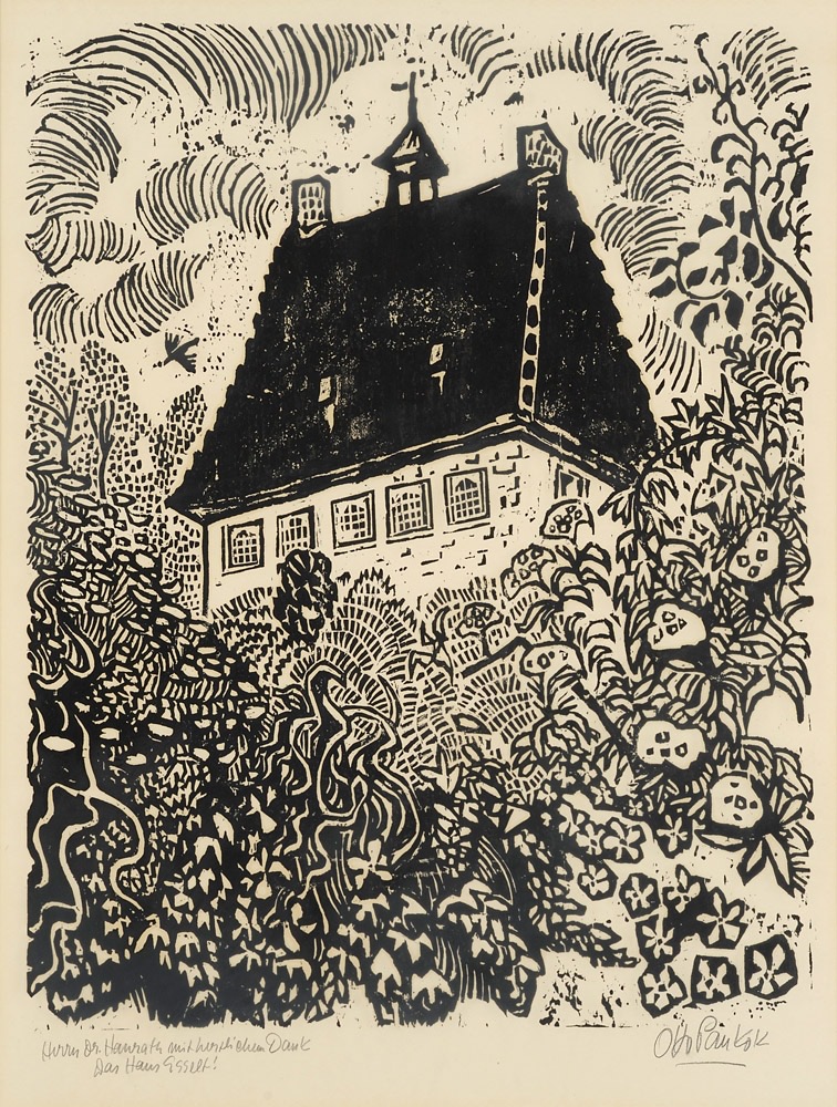 Otto Pankok. Das Haus Esselt. vor 1966. Lithographie.