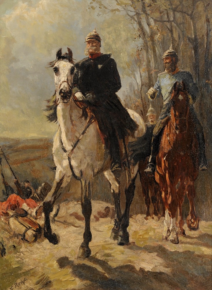 Theodor von Rocholl. König Wilhelm auf dem Schlachtfeld von Sedan. 1870. Öl / Leinwand. 98 x 74cm