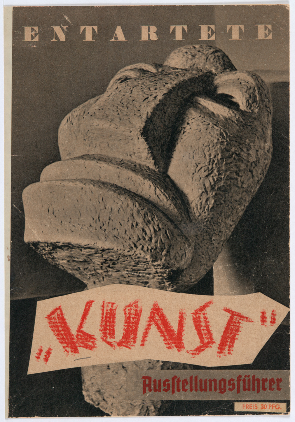 Otto Freundlich. Ausstellungsführer Entartete Kunst.By Front cover of the guide for the "Degenerate Art Exhibition" (Entartete Kunst Ausstellung), a propaganda show organized by the Nazi Party 1937. The sculpture in the cover photo is "Der neue Mensch" ("L'Homme nouveau") made by Otto Freundlich (1878–1943) in 1912. Author of the metadata: Deutsche Fotothek - http://www.deutschefotothek.de/documents/obj/90013232, CC BY-SA 4.0, https://commons.wikimedia.org/w/index.php?curid=101092569