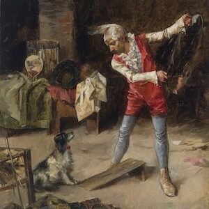 Enrique Mirallès. Der Hundedompteur. vor 1883. Öl / Leinwand. 27 x 21cm