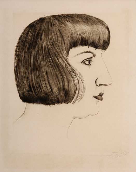 Otto Dix. Bildnis Frau Dix. 1924. Radierung. 29 x 24cm