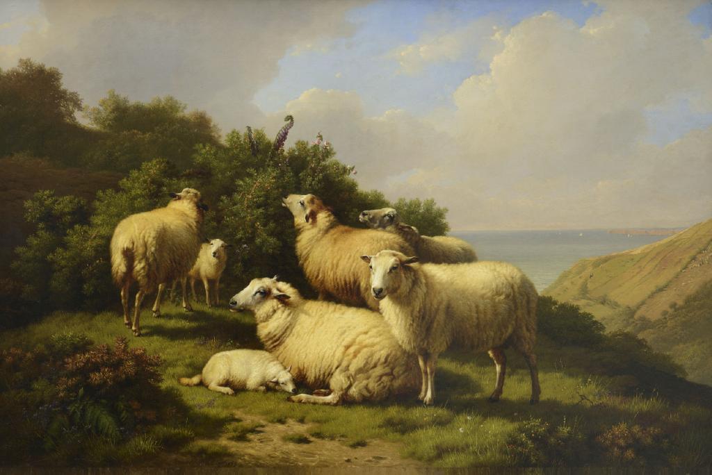 Eugène Verboeckhoven. Landschaft mit Schafen. 1868.