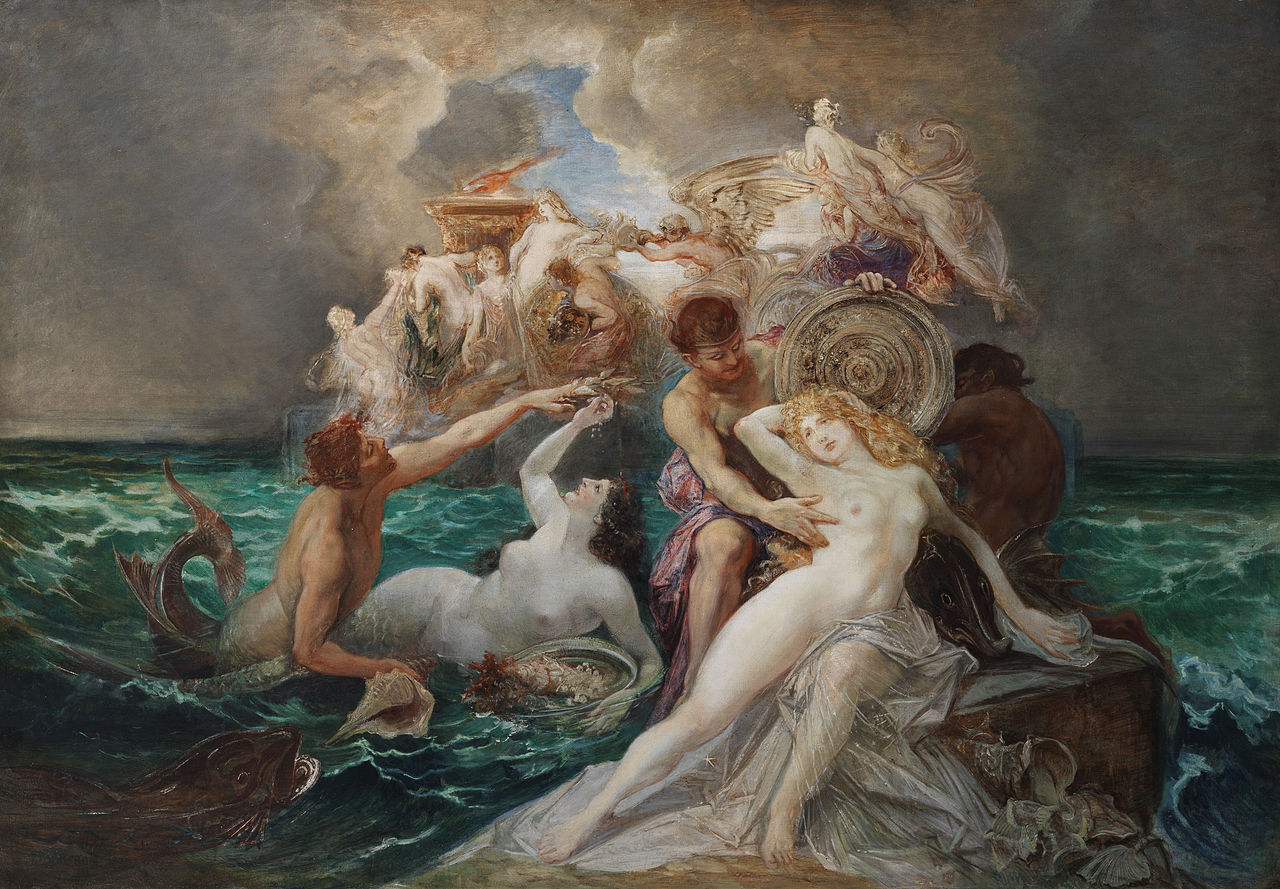 Friedrich Ernst Wolfrom. Poseidon und die Nereiden. Öl / Leinwand. 132 x 191cm