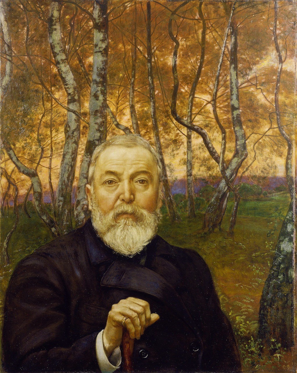 Hans Thoma. Selbstbildnis vor Birkenwald. 1899. Öl / Leinwand. 91 x 75,5cm