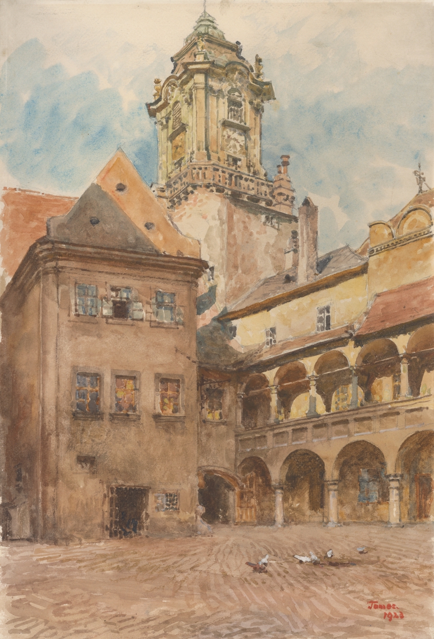 Jindrich Tomec. Innenhof vom alten Rathaus in Bratislava. 1923.