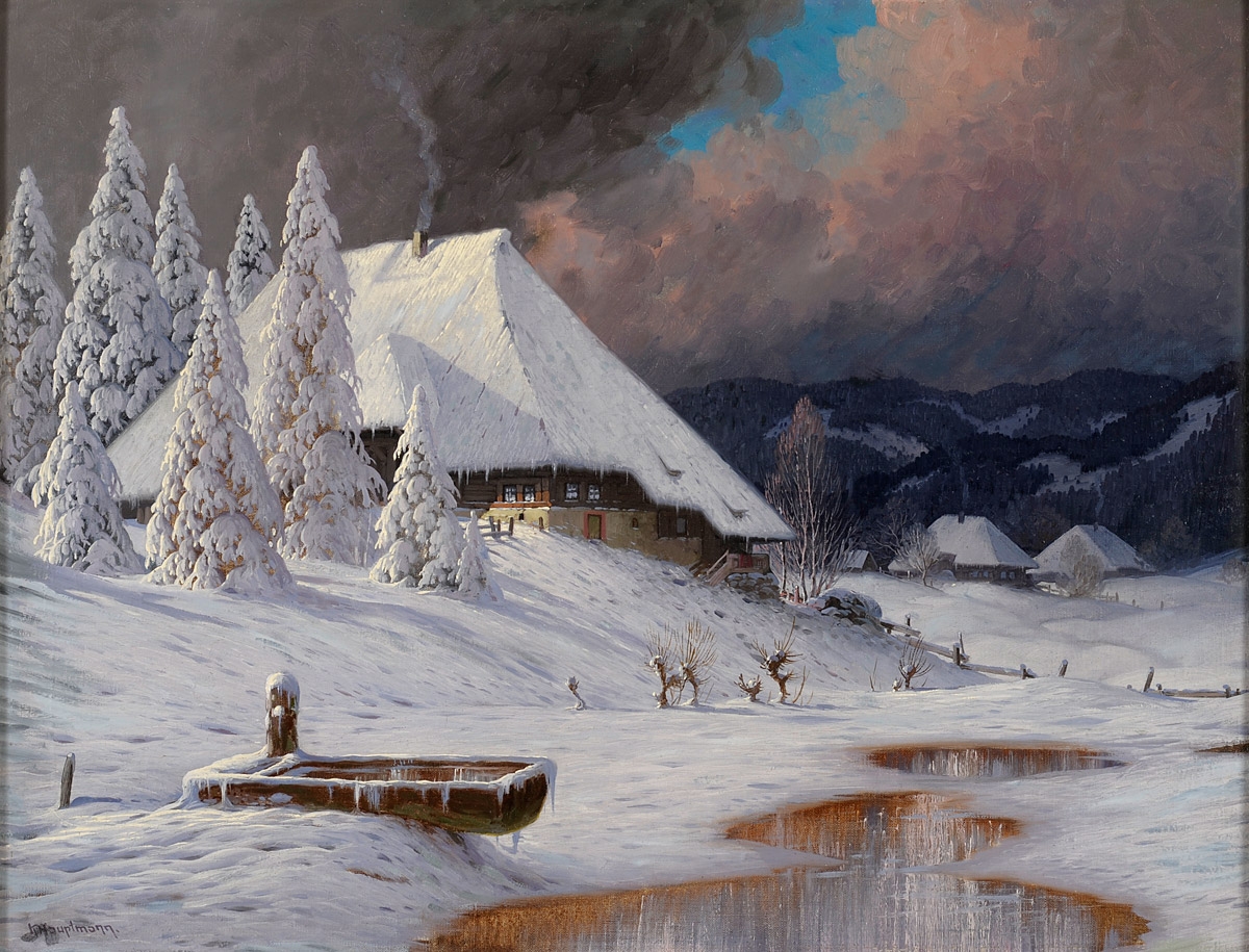 Karl Hauptmann. Wintertag im Schwarzwald. vor 1947. Öl / Leinwand. 70 x 90cm