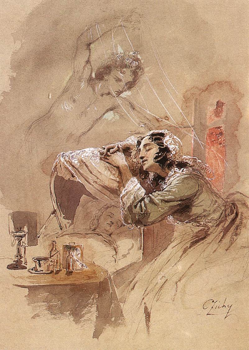 Mihály von Zichy. Traum. vor 1906. Aquarell/Papier. 32,5 x 23,5cm