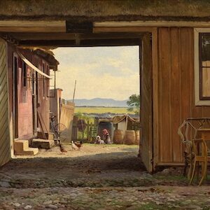 Carl Frederik Aagaard. Die Hofeinfahrt. 1891. Öl / Leinwand. 42 x 56cm