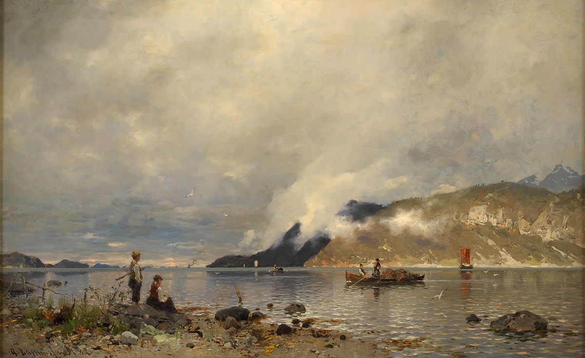Georg Anton Rasmussen. Hardanger Fjord. 1882. Öl / Leinwand / Platte. 53 x 85cm