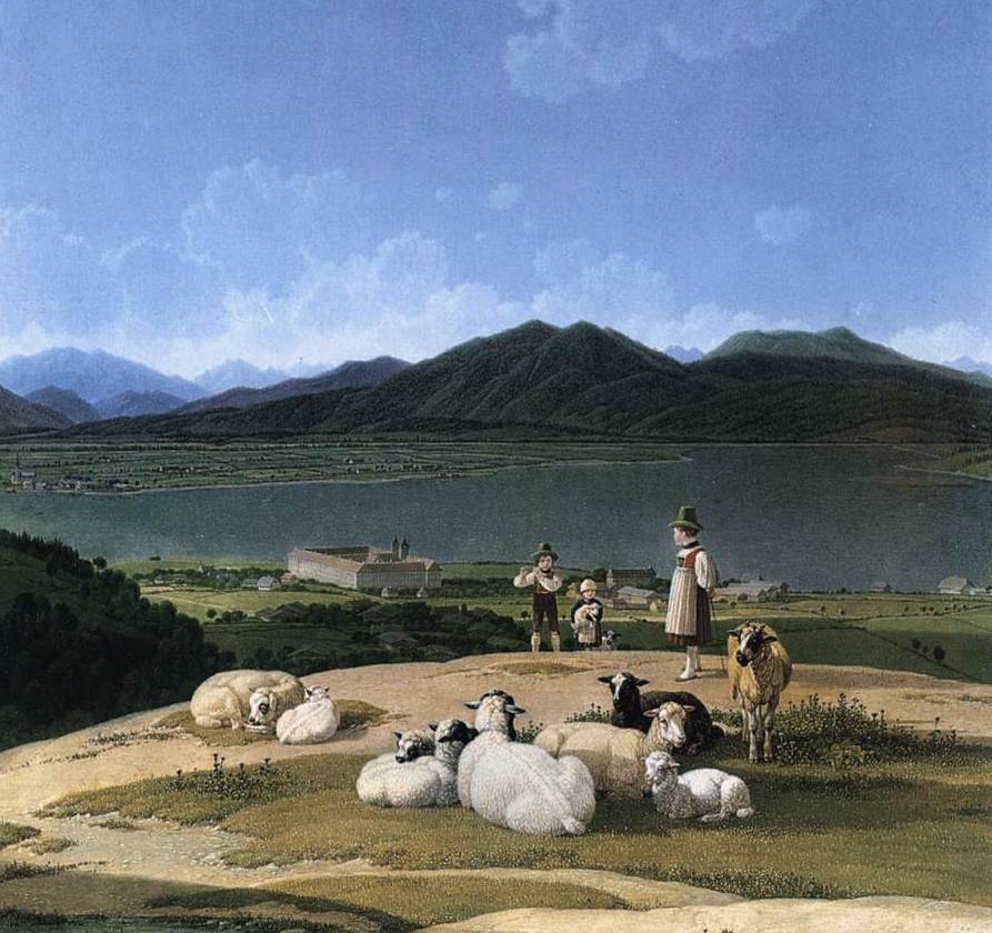 Wilhelm von Kobell. Blick auf den Tegernsee.1833. Öl / Leinwand. 38 x 33cm