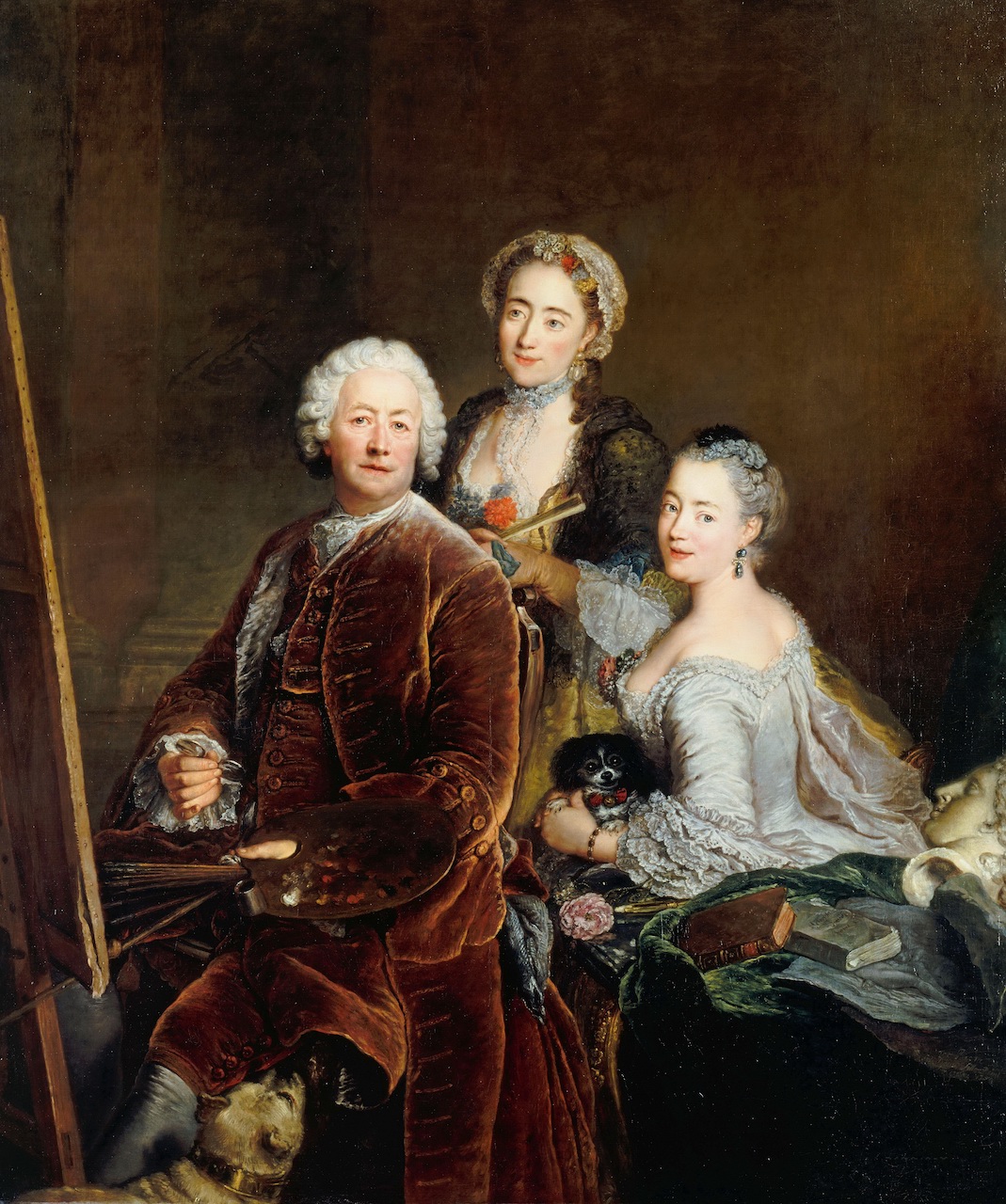 Antoine Pesne. Selbstportrait mit Töchtern. 1754. Öl / Leinwand. 179 x 151cm
