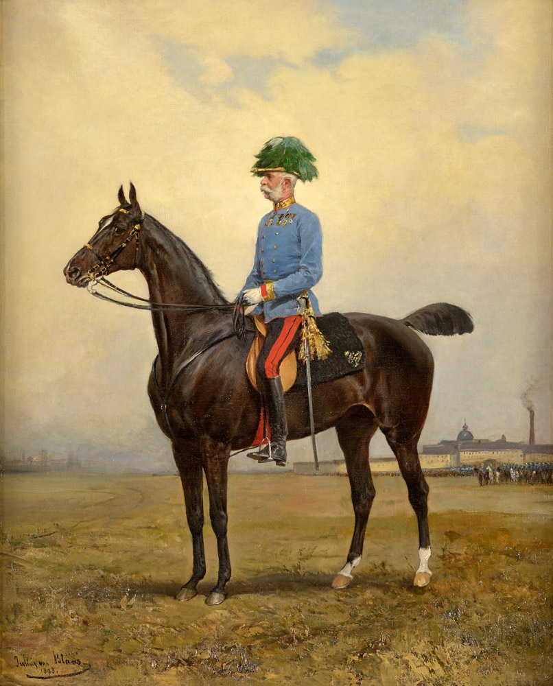 Julius von Blaas. Kaiser Franz beim Manöver auf der Schmelz. 1898. Öl / Leinwand. 80 x 66cm