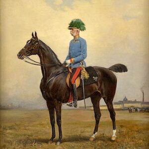 Julius von Blaas. Kaiser Franz beim Manöver auf der Schmelz. 1898. Öl / Leinwand. 80 x 66cm