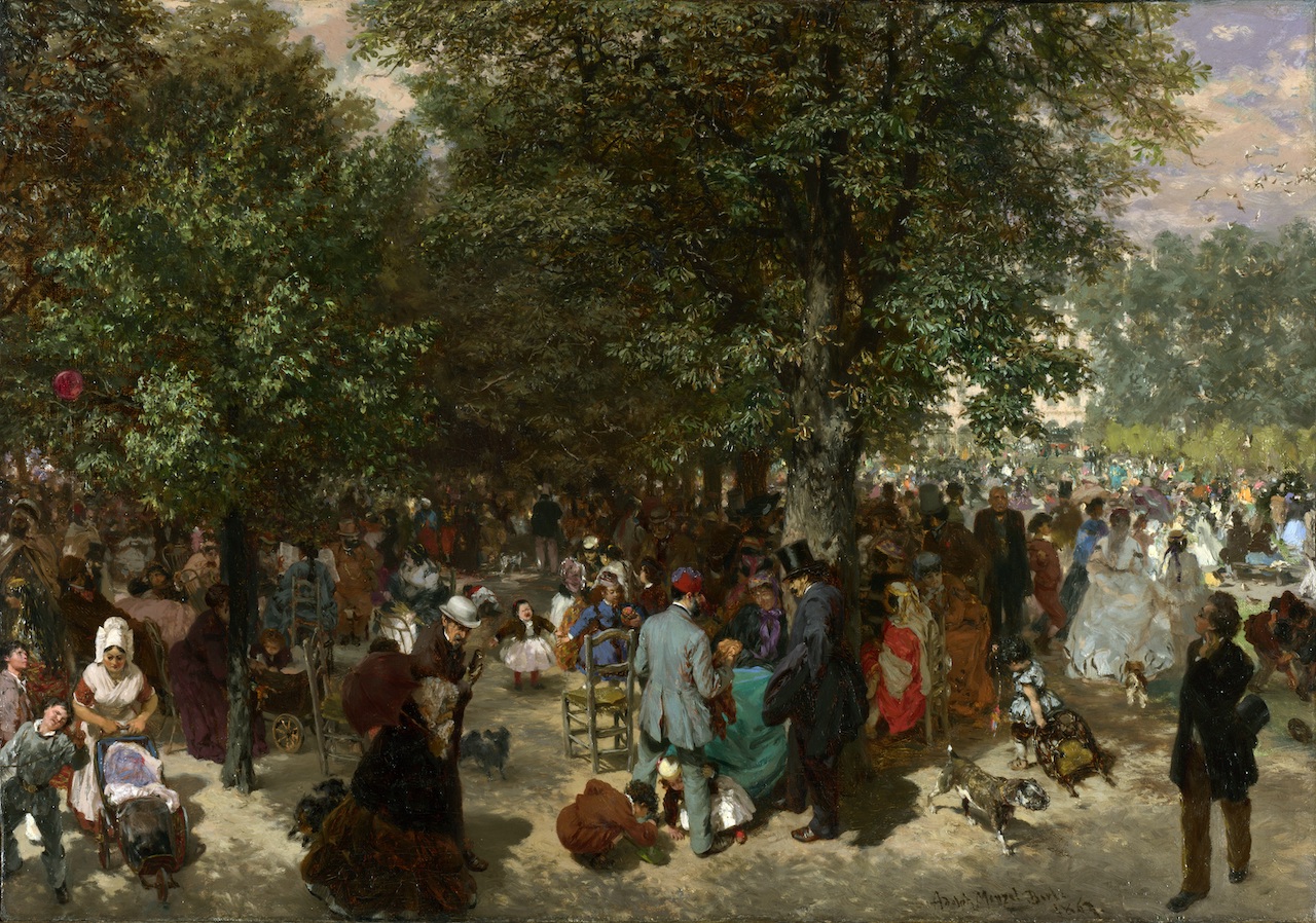 Adolph von Menzel. Nachmittag im Tuileriengarten. 1867. Öl / Leinwand. 49 x 70cm